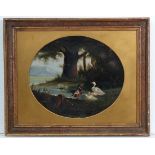 C Ph Kirsch 1873,
Oil on board , an oval,
Ducks at a rivers edge,
Signed and dated lower right,
12