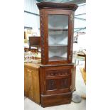 Glazed oak corner cabinet CONDITION: Please Note -  we do not make reference to the condition of