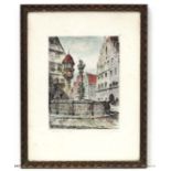 Griffiths XX,
Coloured etching,
' Rothenburg ',
Signed and titled in pencil under,
Aperture 13 x 9