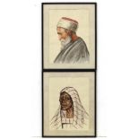 CAT early XX,
Watercolours ,pair,
Studies of Arabic Man and an African Woman,
Signed lower right,