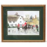 After David Robinson,
Limited edition coloured print 9/200,
Bicester Hunt' Boxing Day Meet -