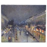 XX French School,
Oil on canvas,
French street at night,
20 3/4 x 24 3/4".

 CONDITION: Please