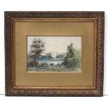 XIX
Watercolour
Country house by a lake
5 1/4 x 8"
 CONDITION: Please Note -  we do not make