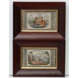 Georgian Picture,
A pair of rosewood framed hand coloured lithographs (2) Italian romantic