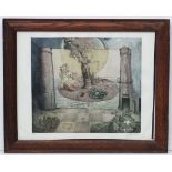 Indistinctly signed Italian Surrealist School '88',
Hand coloured etching 11/60,
Signed and