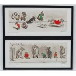 Boris O Klein ( 1893-1985 ),
A pair of signed ' Dirty Dogs of Paris ' hand coloured etchings ' Comme