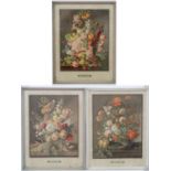 After Joseph Nigg (1782-1863),
3 chromolithgraphs, published by Mourlet,
Floral still life on