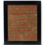 Sampler : Ann Crammond ..  1834.
A needlework sampler in an ebonised frame 
9 1/4 x 7 1/2".
