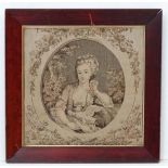 Tapestry :
An ovoid of an 18 th C lady.
23 x 22 3/4".
 CONDITION: Please Note -  we do not make