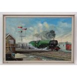 C.Stephenson-Mole XX,
Oil on canvas,
Railway scene ' Mons Meg at Boston',
Signed lower right.