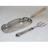 A silver plate crumb scoop together with a bread fork (2) CONDITION: Please Note -
