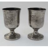 Two 1/2 pint pewter goblets CONDITION: Please Note - we do not make reference to