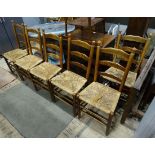 6 rush seated ladder back dining chairs CONDITION: Please Note - we do not make