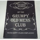 Humorous metal sign - 'Grumpy old mens club' CONDITION: Please Note - we do not