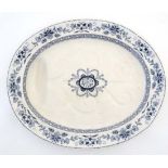 A large early 20thC '' Wedgewood '' blue and white meat plate in '' Mandarin Harvest '' pattern,