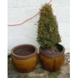 2 x saltglazed pots CONDITION: Please Note - we do not make reference to the