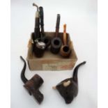 Pipe smoking : Six novelty pipes to include example of one formed as a boot, ox head with horns,