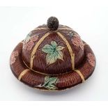 A Majolica ' Bramble ' dish and cover ,