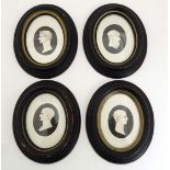 Grand Tour, 4 x oval grisaille miniatures side profile silhouettes, 'C. Julius Ceasar B.C. 44', ' .