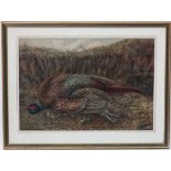 FE Ganlloud early-mid XX Continental, Watercolour, The end of the drive, a brace of pheasants,