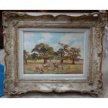 Oil on board Deer in Richmond Park Signed W S Myott CONDITION: Please Note - we do