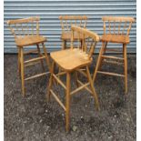 4 x pine bar stools CONDITION: Please Note - we do not make reference to the