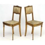 Mid Century / Hollywood Regency : a pair of gilt wood and silk upholstered continental salon