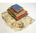 A collection of early 20thC postcards, scrap books and souvenirs , to include 3 scrap book albums,