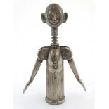Sommelier novelty cork screw : a nickel corkscrew moulded in the form of a French Sommelier with