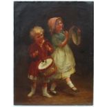 Follower of William Hemsley, XIX, Oil on canvas, Child musicians, 26 x 20".