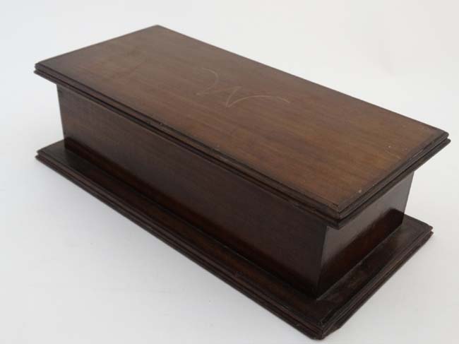 Three 19thC boxes to include a mahogany club box, banded walnut box and an oak glove box . - Image 5 of 13