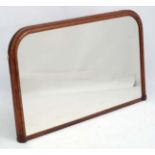 A 19thC walnut over mantle mirror 25 1/2" high x 43" wide CONDITION: Please Note -