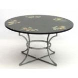 Vintage Retro : a 1961 Italian Florentine low round marble ( Nero Italia) table on base with