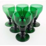 A set of 6 pedestal wine glasses 6" high CONDITION: Please Note - we do not make