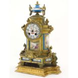 French Ormolu And Blue Sevres? Porcelain Clock c1880 : An antique French ormolu, gilded bronze,