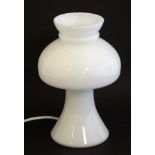 Vintage Retro : A white glass mushroom lamp 9 1/4" high CONDITION: Please Note -
