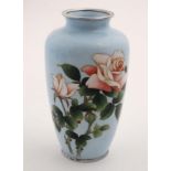 An early 20thC Japanese Cloisonne baluster shaped vase with rose decoration .