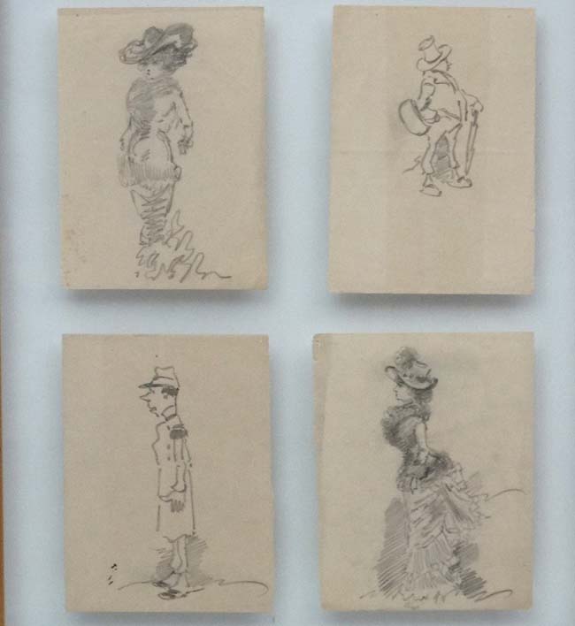 XIX American School, 4 framed pencil sketches, Portraits of two women and two men, - Image 3 of 3