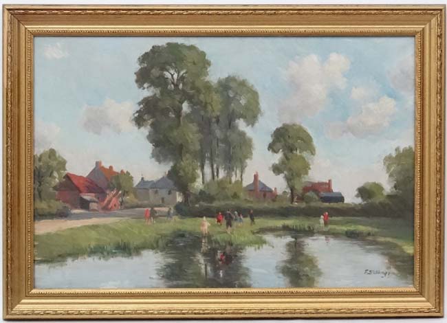 Fred Stubbings c 1940, Oil on canvas, A Bucks village,