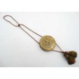 A ducal gilt brass wax seal holder, probably of military origin,