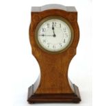 Edwardian inlaid mantle clock ( timepiece ) : an inlaid mahogany shaped mantle clock ,