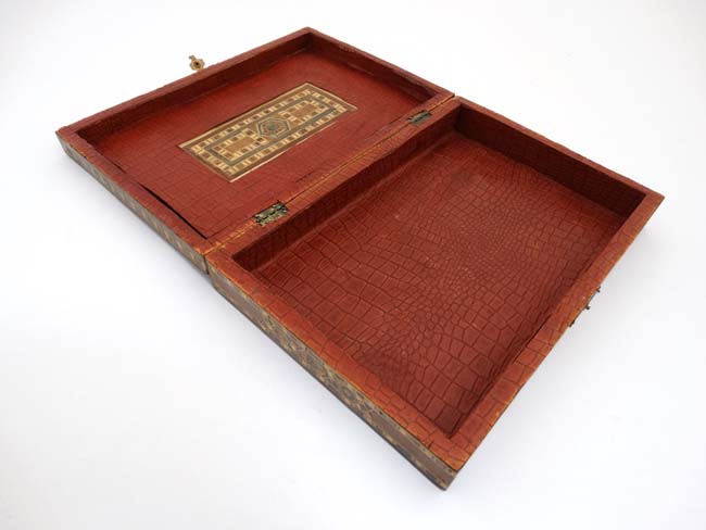 An Eastern box with hinged lid and mosaic and cross banded inlay with mother of pearl detail. - Image 3 of 6