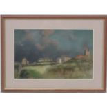 J D Tregay XX Cornish, Pastel, ' ' Cottages at Pendeen ' ,old Cornish tin mining village ,