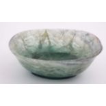 A green crystal carved bowl 7 1/4" wide CONDITION: Please Note - we do not make