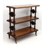 A 19thC parquetry inlaid oak 3-tier buffet 48" long x 22" wide x 50 1/4" high CONDITION: