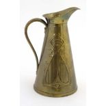 A Joseph Sankey & Sons embossed brass Art Nouveau short pitcher 8 7/8" high CONDITION: