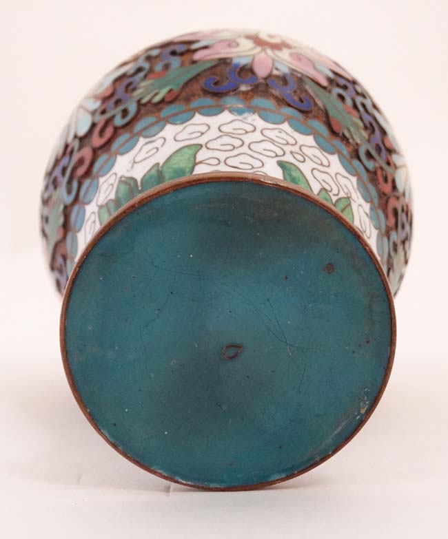 A late 20thC cloisonne baluster shaped vase standing 6 3/4" high CONDITION: Please - Image 2 of 4