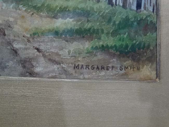 Margaret Smith XIX, Watercolour, The estuary channel with boats and houses, Signed lower right, - Image 4 of 4