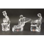 Scabndenavian glass - Craftsmen figures : 3 Orrefors of Sweeden 20thC glass figures from the