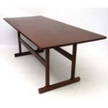 Vintage Retro : an unusual 20thC Teak refectory type kitchen / dining table ,